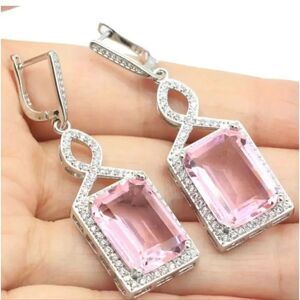 Pink Kunzite Diamond Earrings